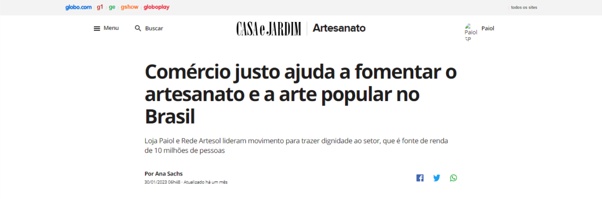 Comércio justo ajuda a fomentar o artesanato e a arte popular no Brasil