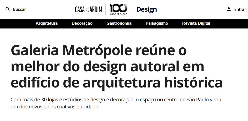 Galeria Metrópole reúne o melhor do design autoral em edifício de arquitetura histórica